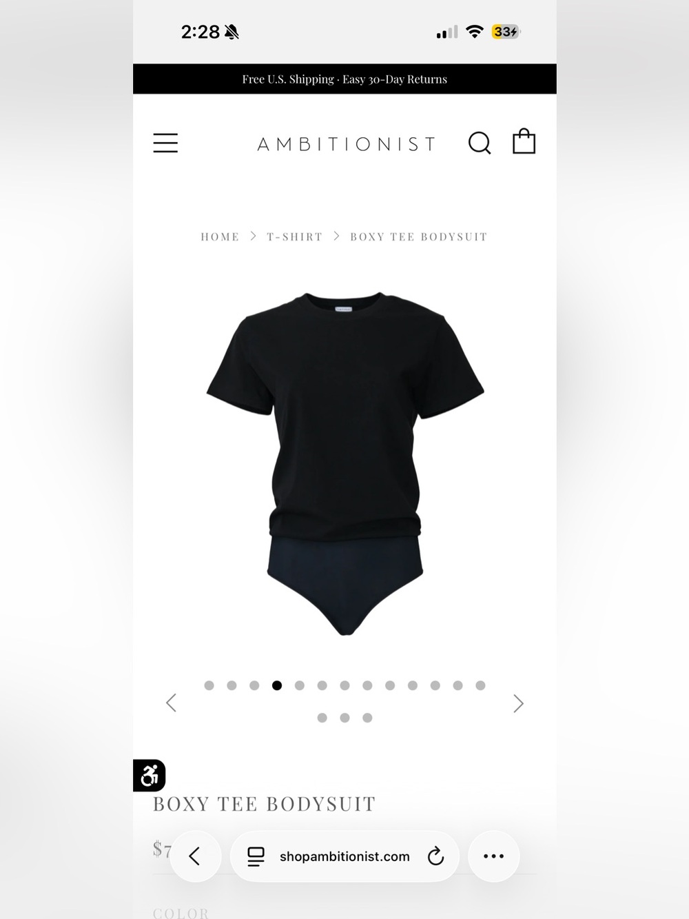 Ambitionist Black Boxy Tee Bodysuit